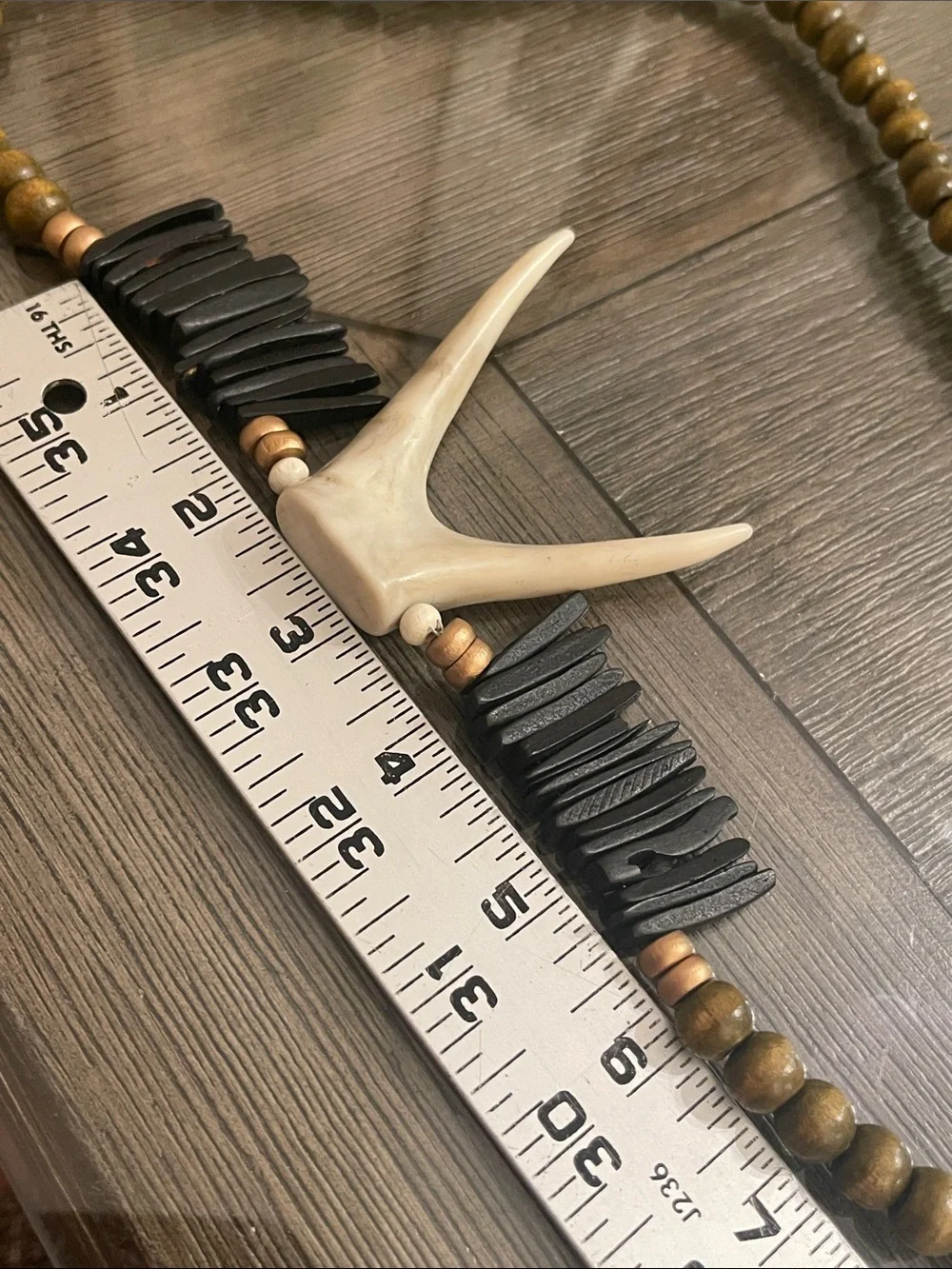 byou Bohemian Wooden Beaded Necklace with Faux Antlers